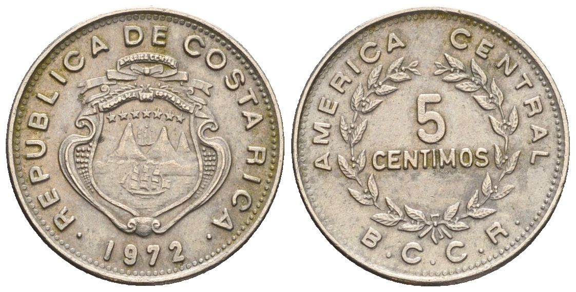 Коста-Рика 5 сентимо 1972 KM 184.3 медно-никель 4115-1251