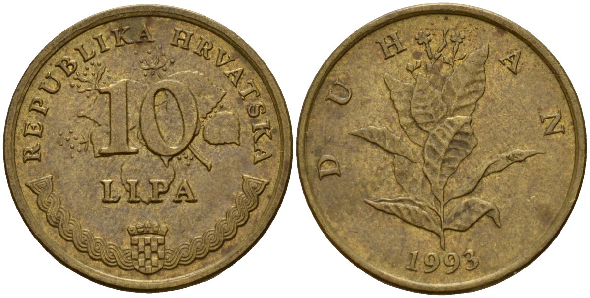 Хорватия 5 лип 1993 дуб, легенда на хорватском KM 5 сталь плакированная латунью 4159-634