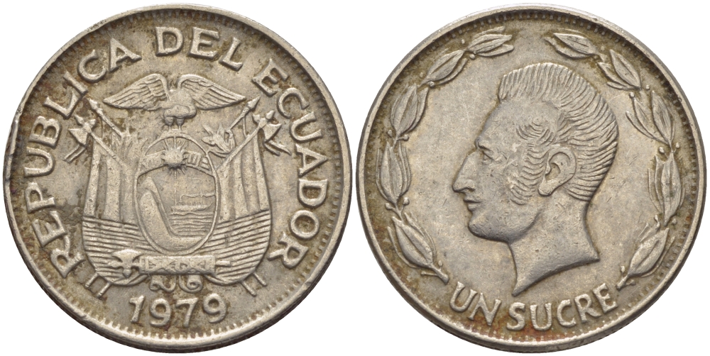 ЭКВАДОР 1 СУКРЕ 1979 АНТОНИО ХОСЕ де СУКРЕ KM 78b сталь плакированная никелем 31-355