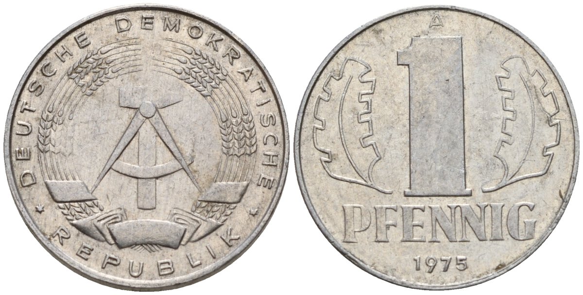 ГДР 1 пфенниг 1975 A KM 8.1 алюминий 4189-518