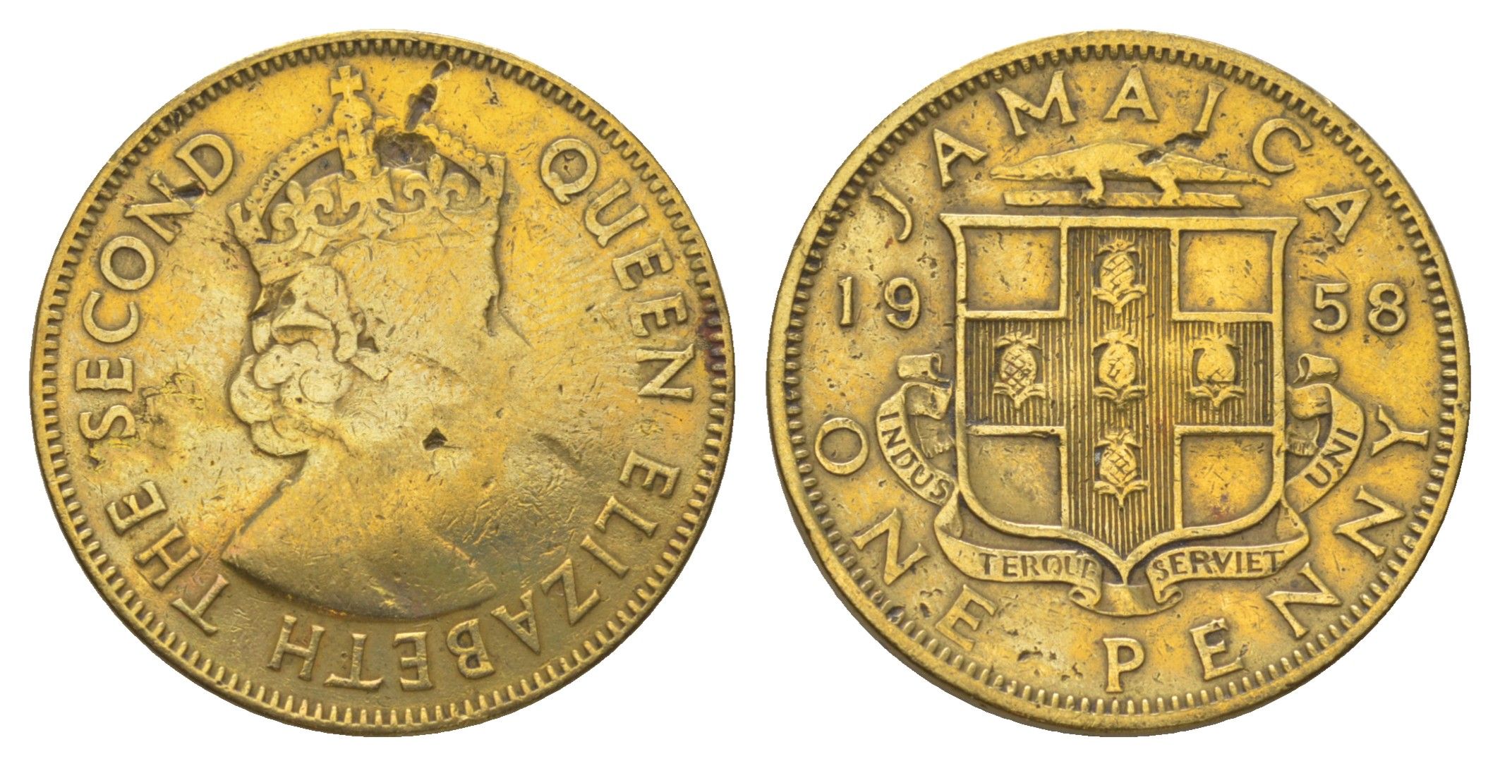 Ямайка 1 пенни 1958 KM 37 никель латунь 4628-642