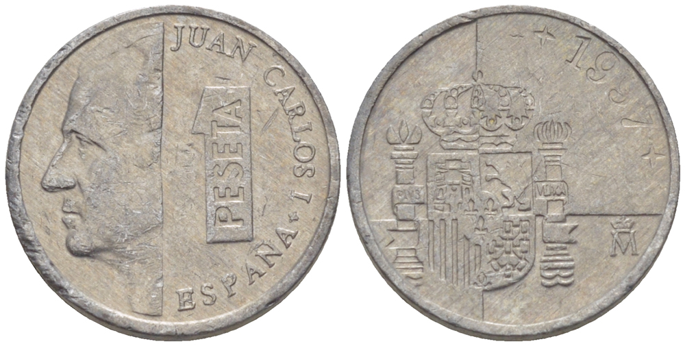 ИСПАНИЯ 1 ПЕСЕТА 1997 ХУАН КАРЛОС I ( 1975-) KM 832 алюминий 4181-1057