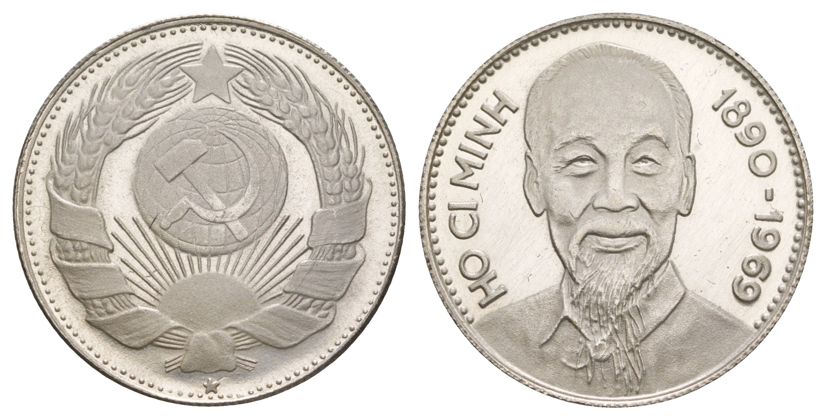 Италия медаль "Хо Ши Мин" ND (1965-1970) Герб СССР, диаметр 35 мм, вес 16,2 гр сталь плакированная серебром PROOF 4653-614