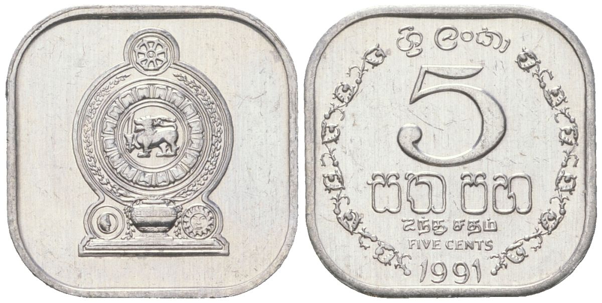Шри-Ланка 5 центов 1991 KM 139a алюминий aUNC 4617-1247