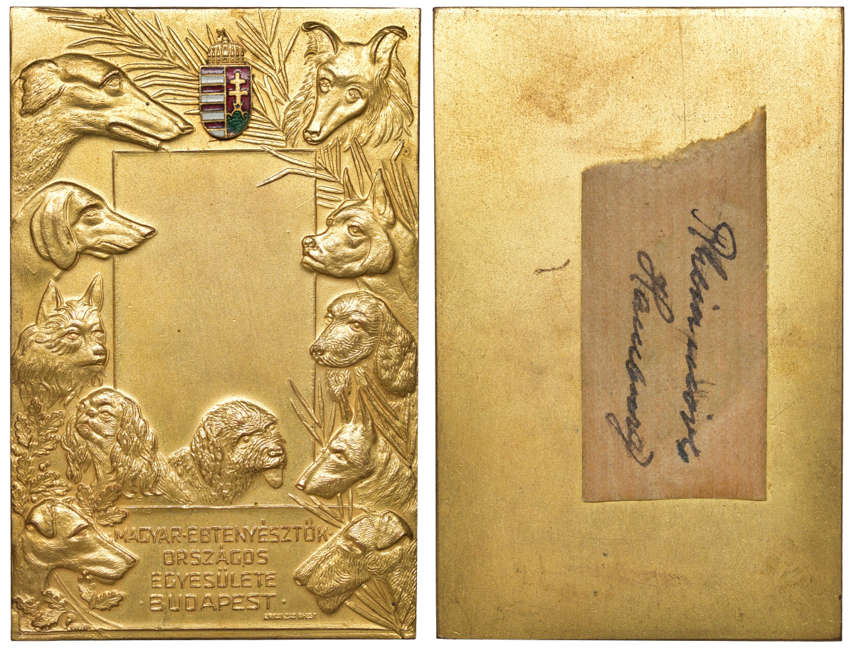 Венгрия плакетка XX век общество охотников, 55*85 мм, 115,1 гр бронза UNC 8-1-07-22