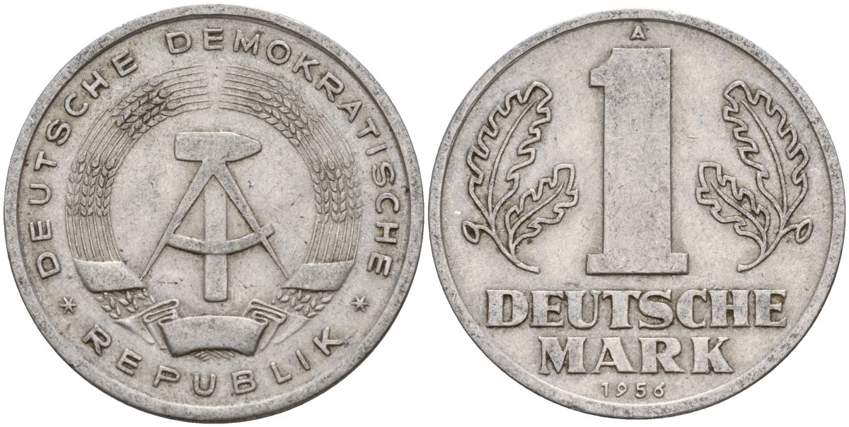 ГДР 1 марка 1956 A KM 13 алюминий 117-621