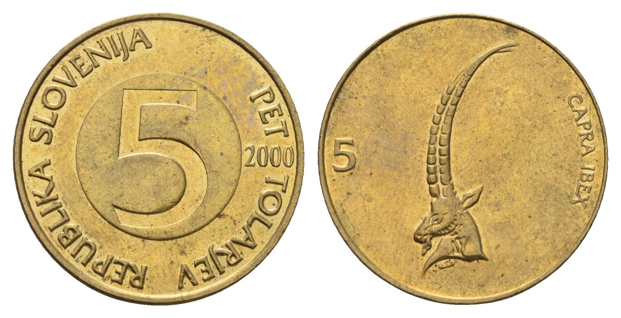 Словения 5 толаров 2000 KM 6 латунь UNC 4703-132