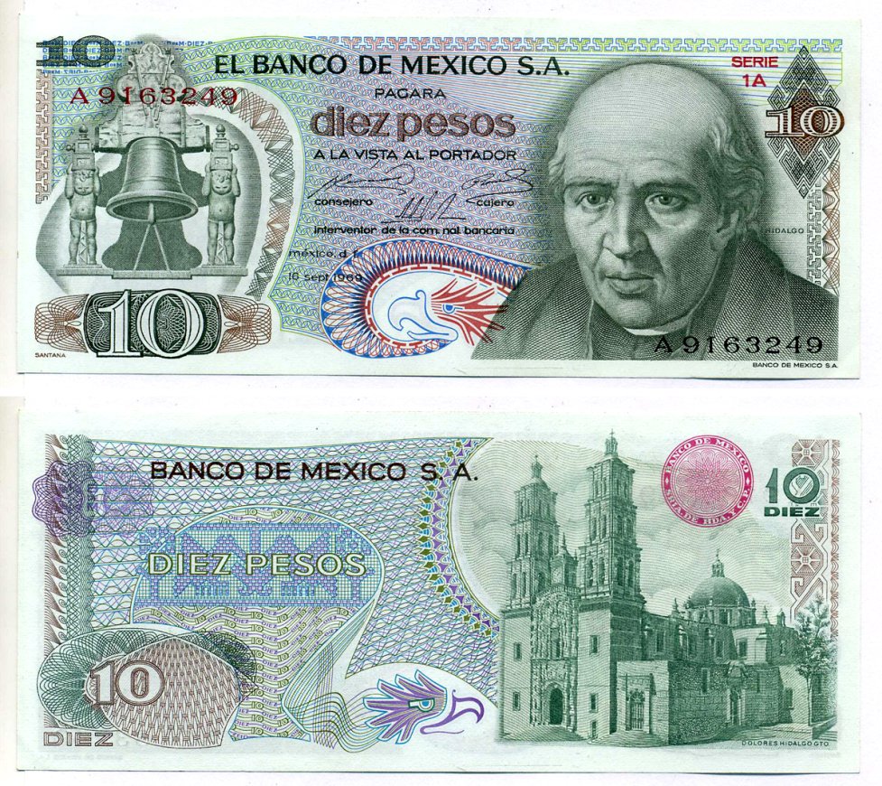 Мексика 10 песо 1969 16 сентября 1969 Pick 63a бумага UNC (пресс) 2196-19-2-2