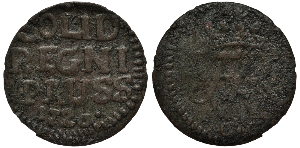 ПРУССИЯ 1 ШИЛЛИНГ 1726 CG, ФРИДРИХ ВИЛЬГЕЛЬМ I (1713-1740), ВЕС 0,63 ГР. KM 120 серебро 1516-425