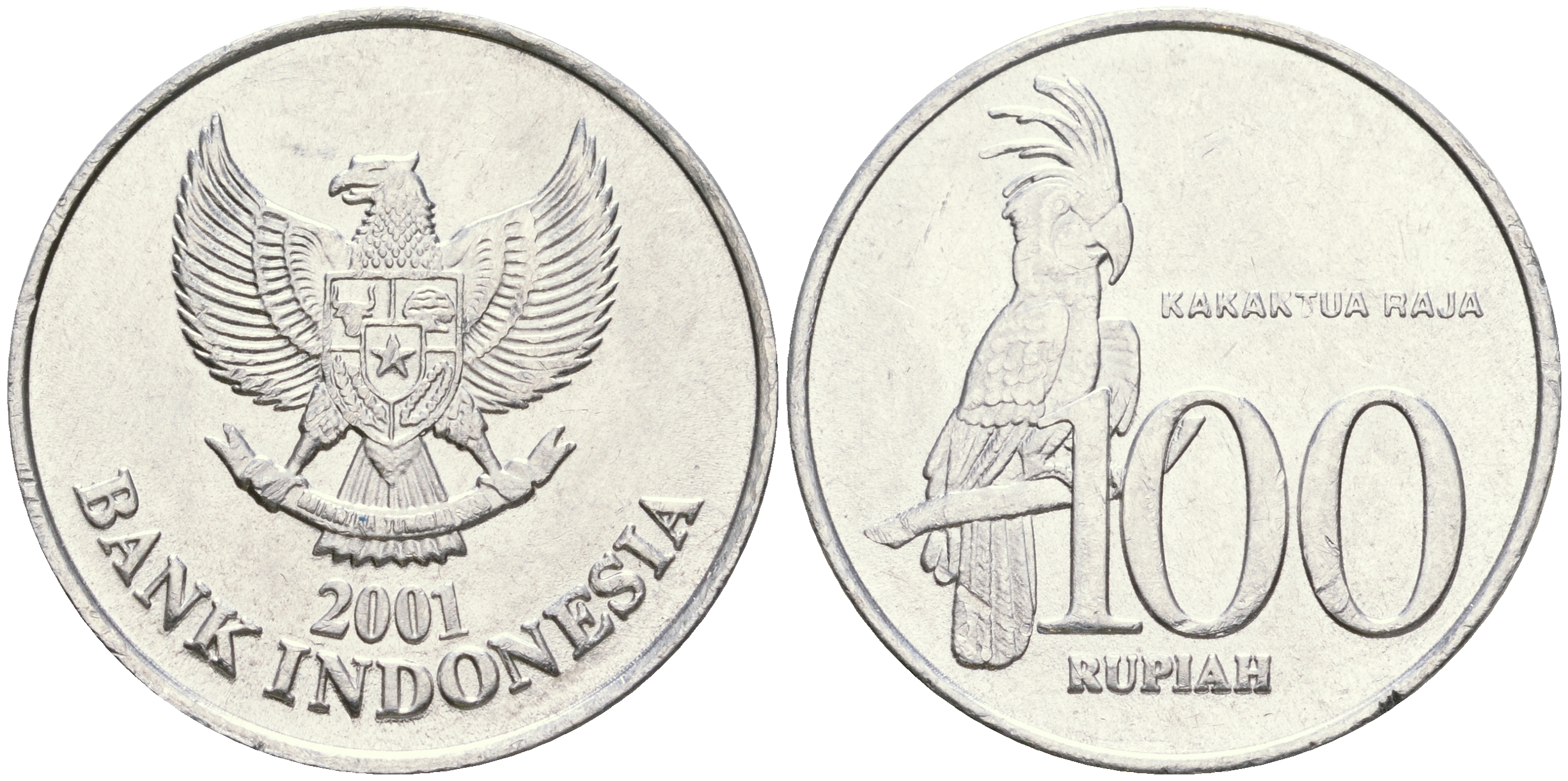 Индонезия 100 рупий 2001 черный пальмовый какаду KM 61 алюминий 4364-3021