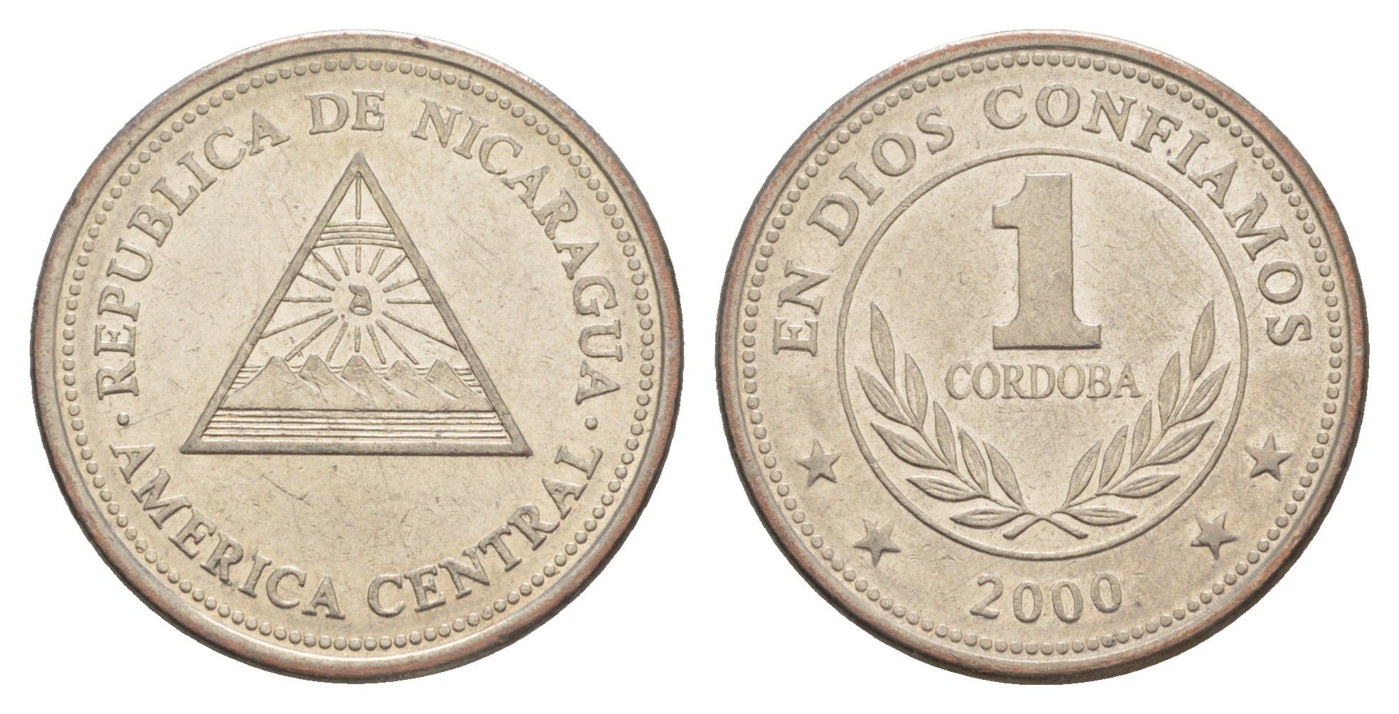 Никарагуа 1 кордоба 2000 KM 89 сталь плакированная никелем aUNC 4641-354