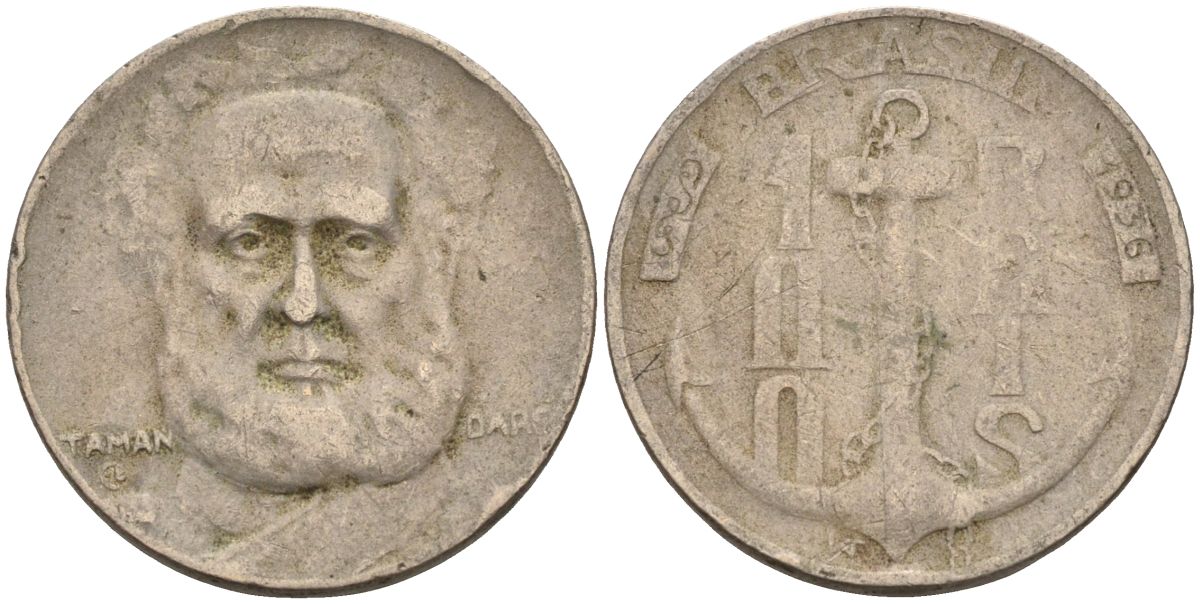 Бразилия 100 рейс 1936 Маркиз Тамандаре KM 536 медно-никель 4115-515