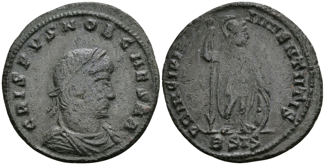 Римская Империя нуммий 320 - 321 Крисп в ранге цезаря PRINCIPIA IVVENTVTIS Сисция Good Very fine (R4) RIC 39 бронза 1073-3-5-3