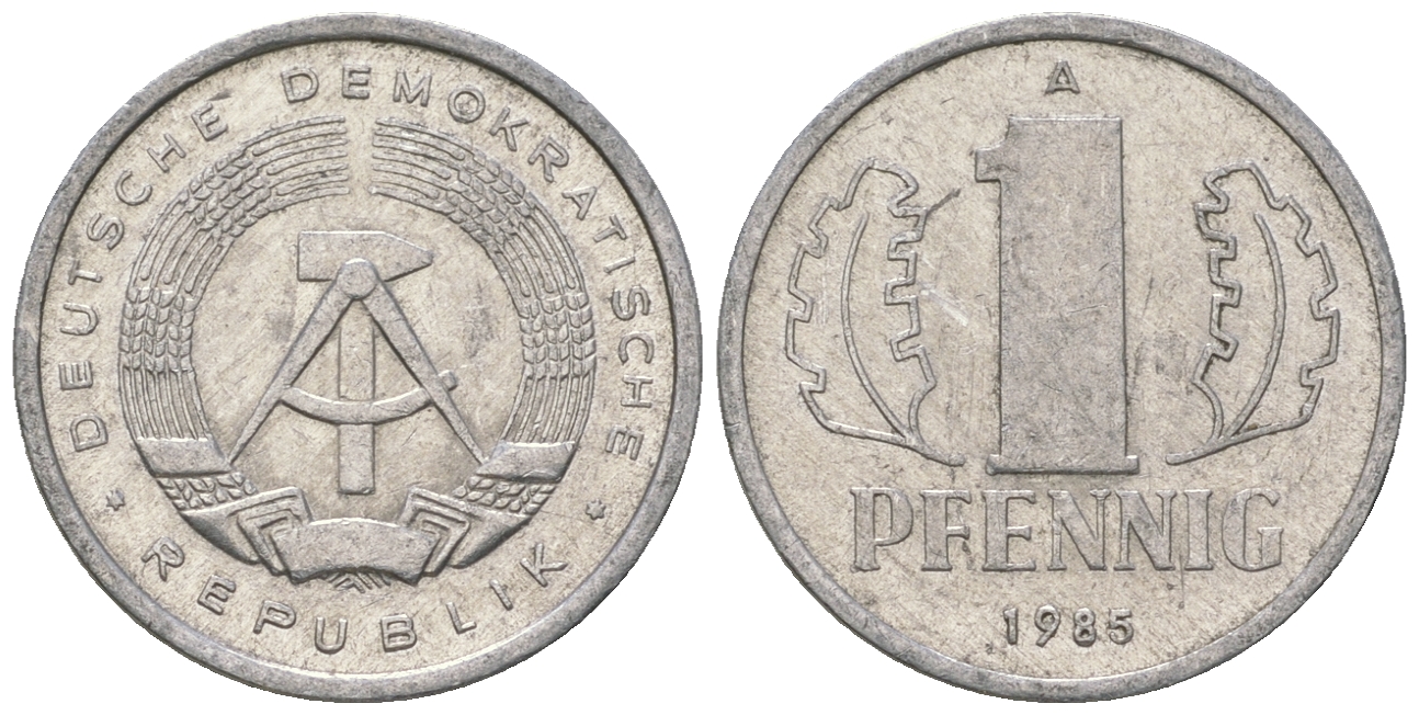 ГДР 1 пфенниг 1985 A KM 8.2 алюминий 4668-1168