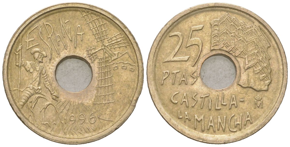 Испания 25 песет 1996 Кастилия - Ла-Манча KM 962 алюминиевая бронза 4618-213