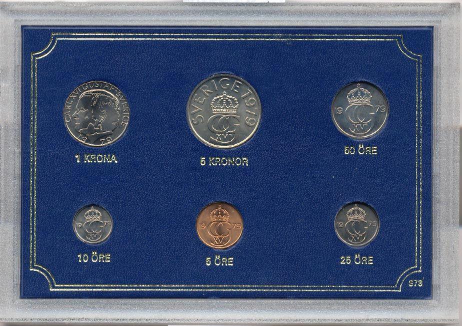 Швеция набор из 6 монет 1979 официальный набор монетного двора, Карл XVI Густав (1973- ) UNC 2-4-1-33