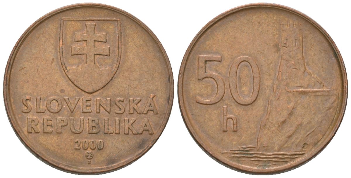 Словакия 50 геллеров 2000 MK KM 35 сталь плакировнная медью 4164-569