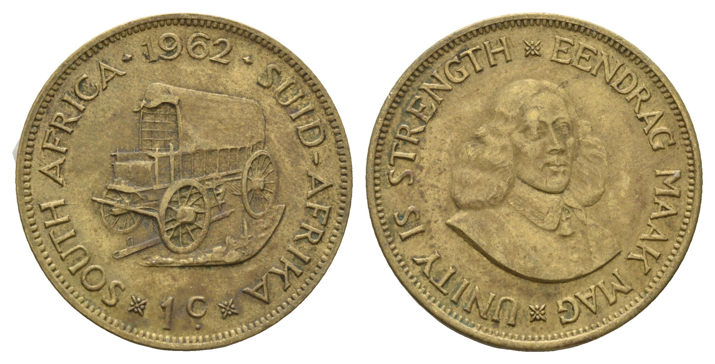 ЮАР 1 цент 1962 Ян ван Рибек KM 57 латунь 215-941