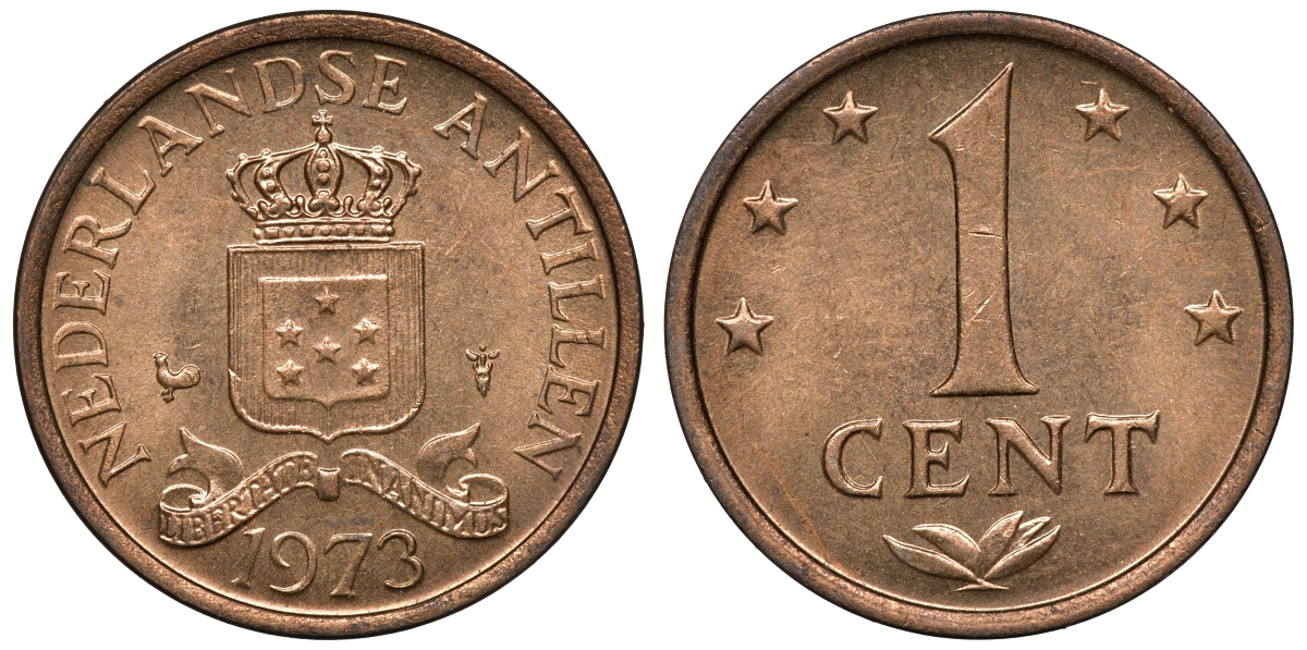 Нидерландские Антилы 1 цент 1973 Юлиана (1948-1980) KM 8 бронза UNC 4118-435