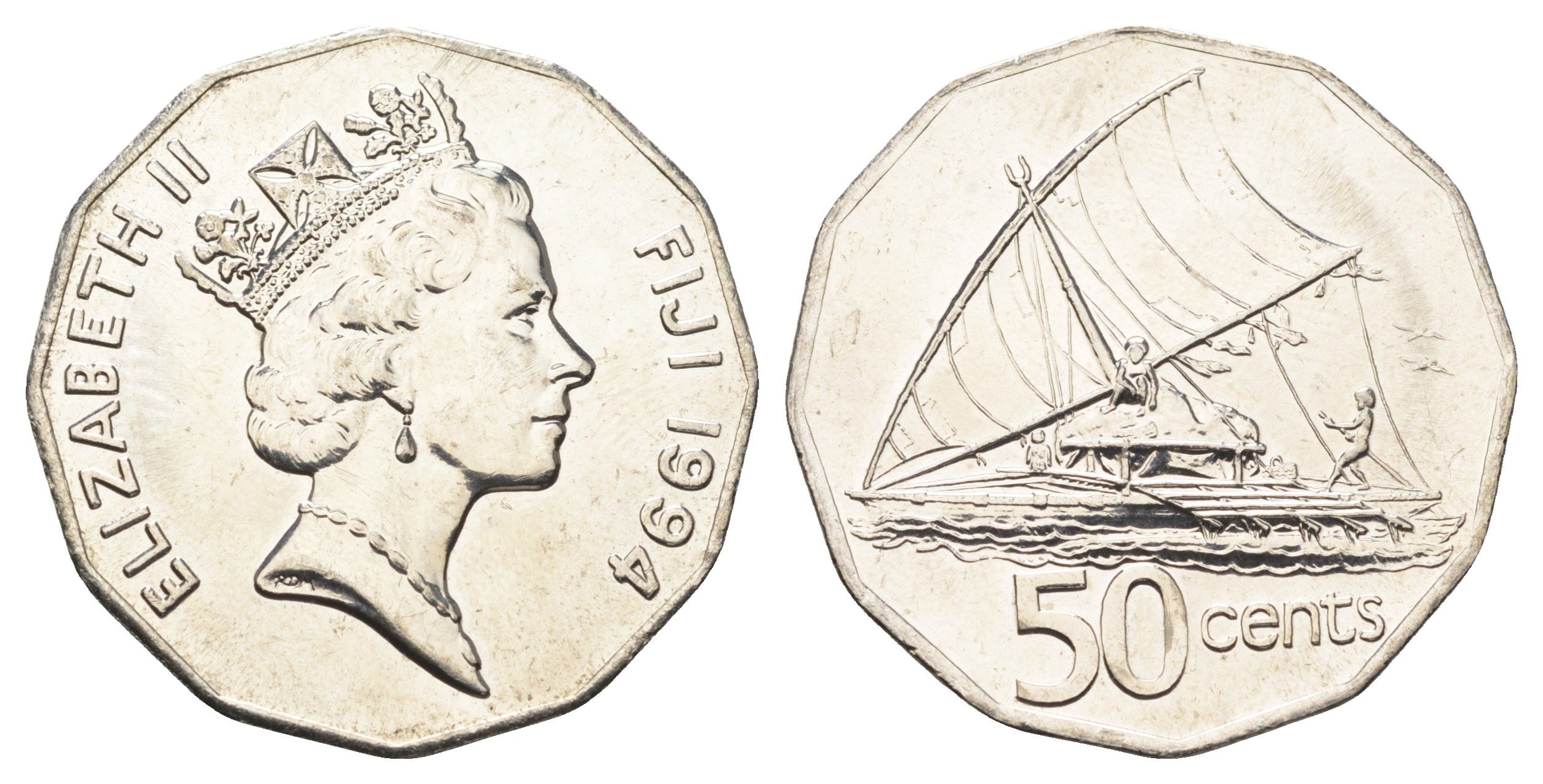 Фиджи 50 центов 1994 KM 54a сталь плакированная никелем 4667-541