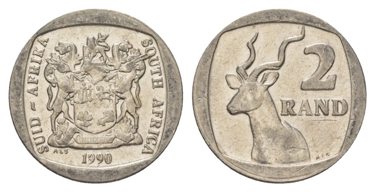 ЮАР 2 ранда 1990 KM 139 медь плакированная никелем 4626-1042