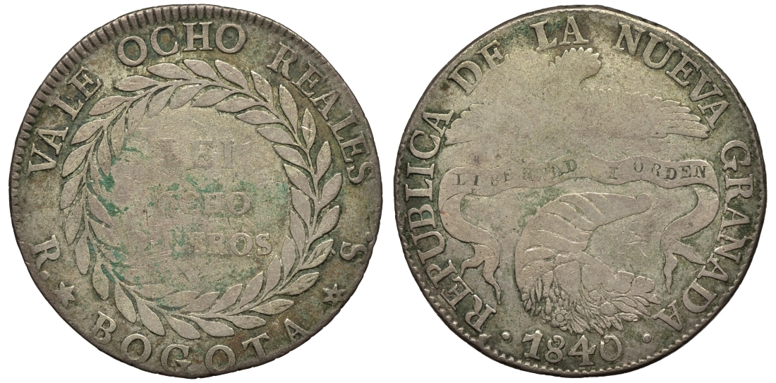 Новая Гранада (Колумбия и Панама) 4 реала 1840  KM 98 серебро 00-00