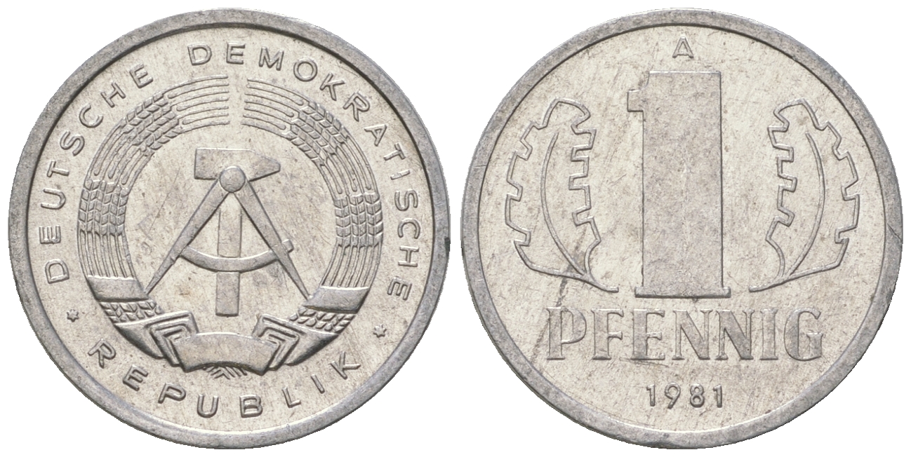 ГДР 1 пфенниг 1981 А KM 8.2 алюминий 4623-366