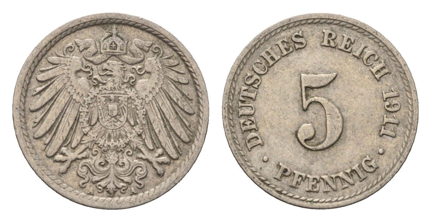 Германия 5 пфеннигов 1911 A KM 11, J. 12 медно-никель 4696-645