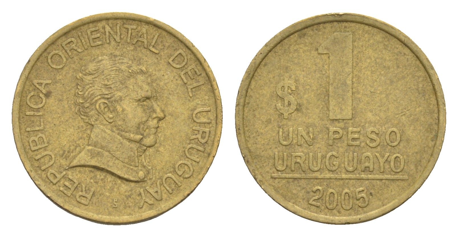 Уругвай 1 песо 2005 KM 103.2 алюминиевая бронза 4613-457