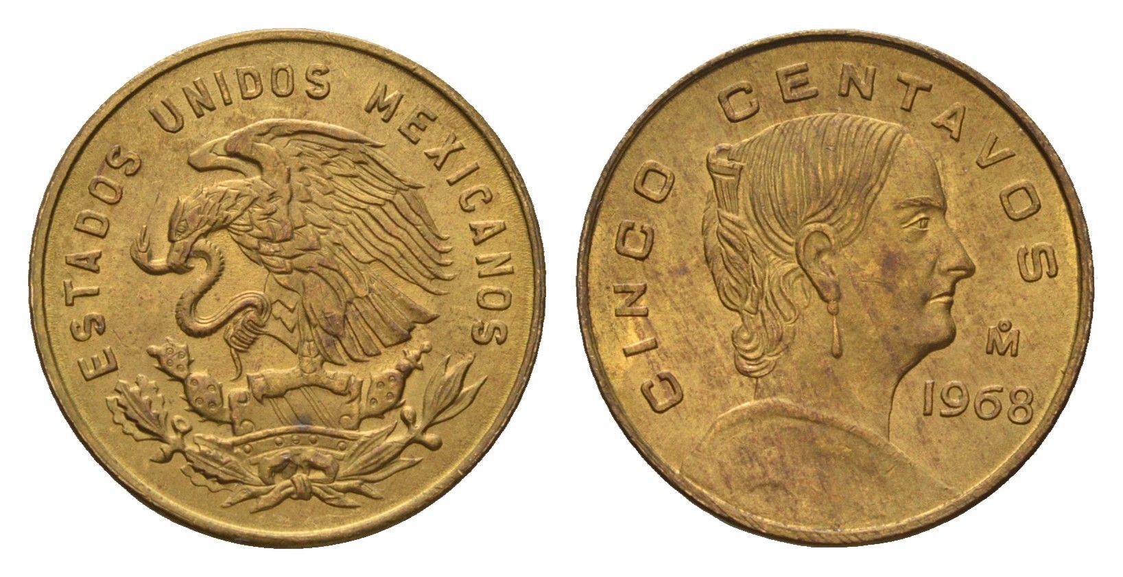 Мексика 5 сентаво 1962 Мо, Жозефа Ортис де Домингес KM 426 латунь UNC 4594-332