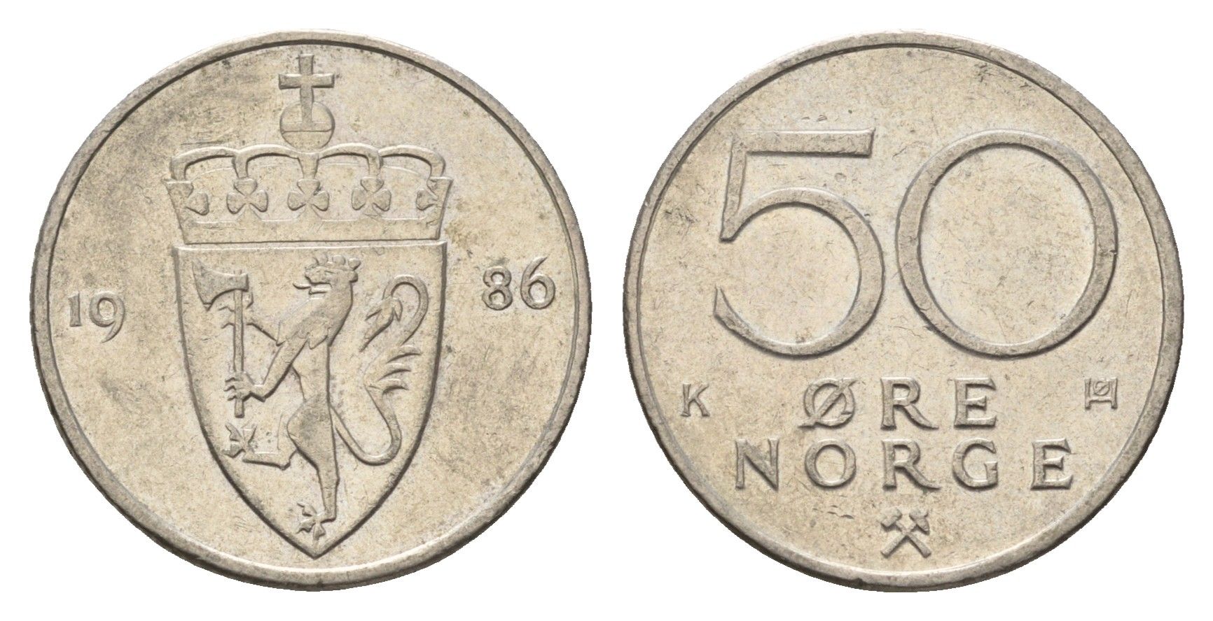 Норвегия 50 эре 1986 Улаф V (1957-1991) KM 418 медно-никель 4637-122