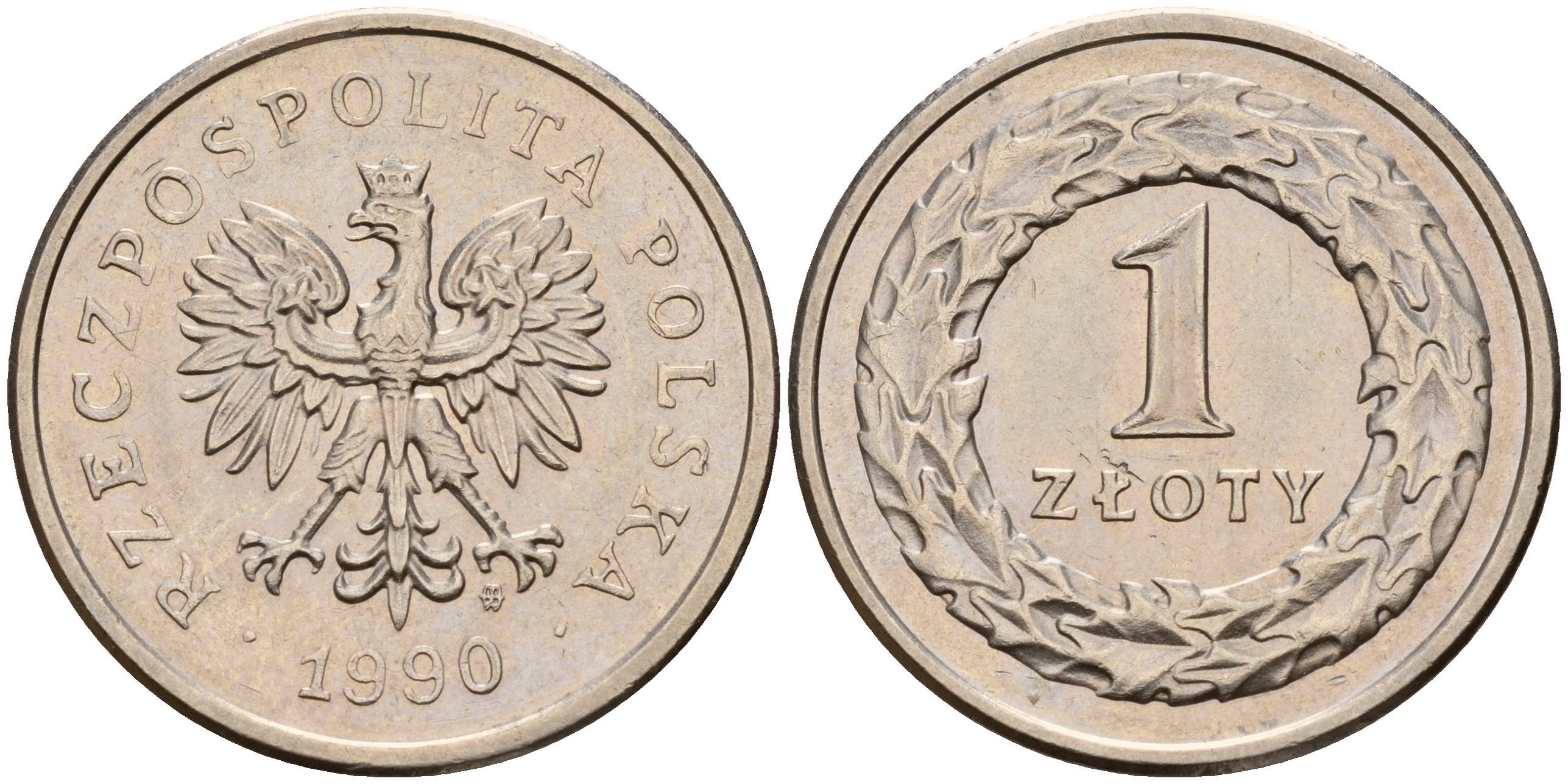 Польша 1 злотый 1990 MW KM 282 медно-никель    4161-1037