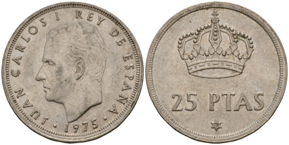 Испания 25 песет 1975 (78) Хуан Карлос I (1975-2014) KM 808 медно-никель 98-847