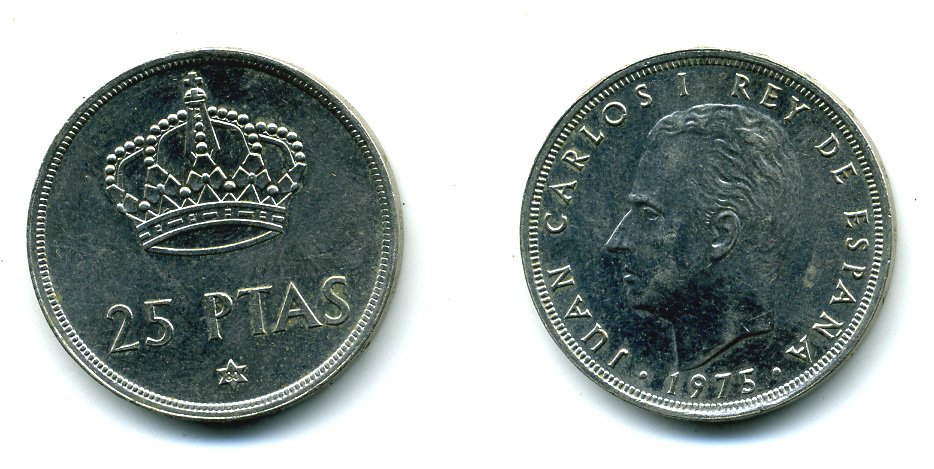 Испания 25 песет 1975 (80) Хуан Карлос I (1975-2014) KM 808 медно-никель 51-4842