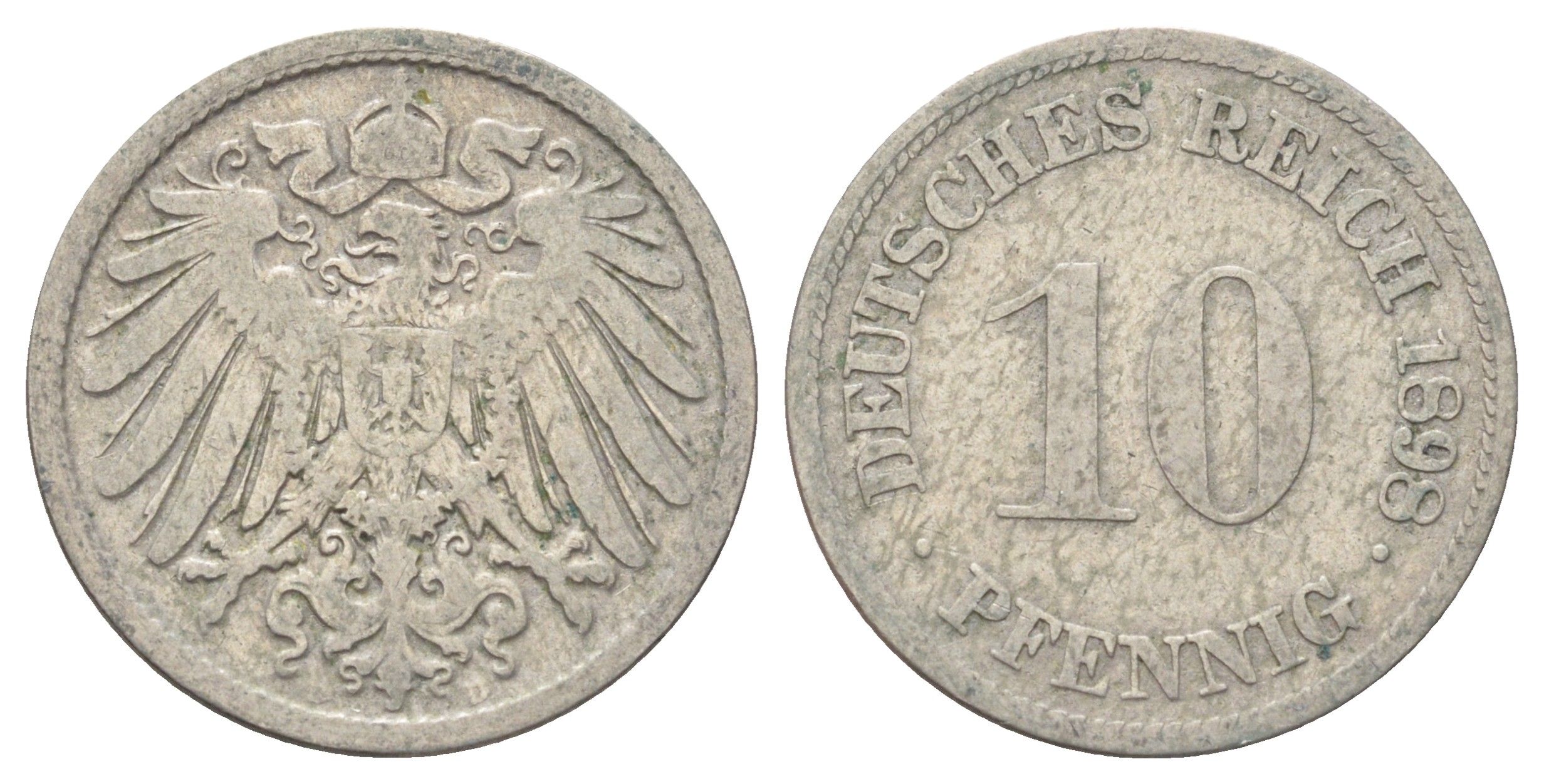 Германия 10 пфеннигов 1898 D KM 12, J. 13 медно-никель 4701-1069