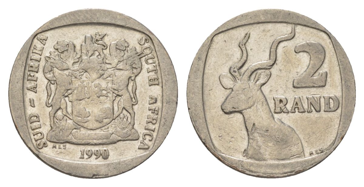 ЮАР 2 ранда 1990 KM 139 медь плакированная никелем 4626-1035