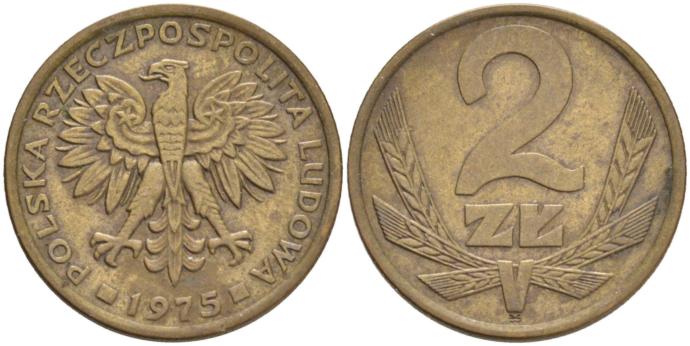 ПОЛЬША 2 ЗЛОТЫХ 1975 ЛЕНИНГРАДСКИЙ МОНДВОР KM 80.1 латунь VF 4561-736