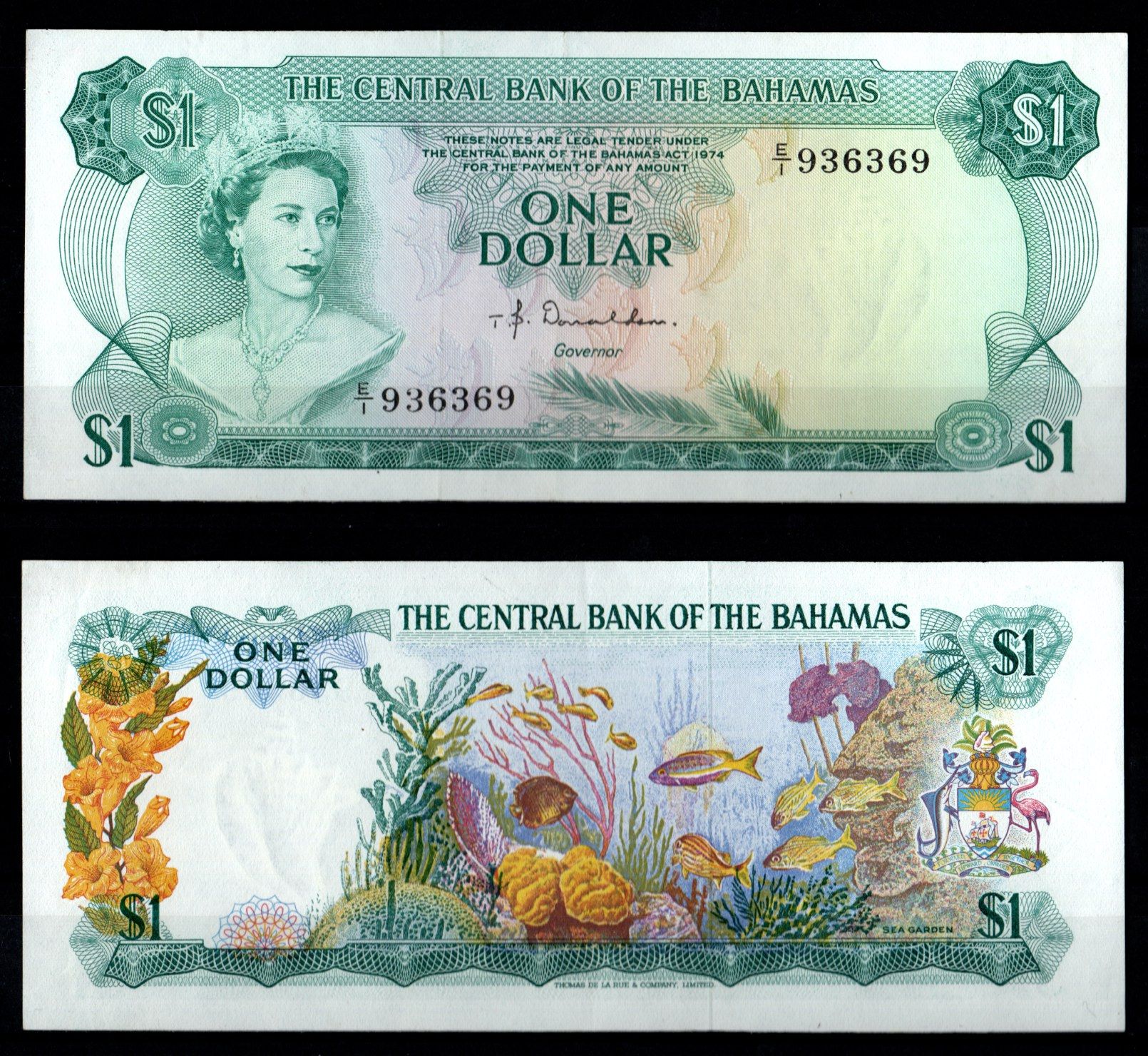 Багамские острова (Багамы)1 доллар1974Pick 35 a (2)бумага451-1212-2
