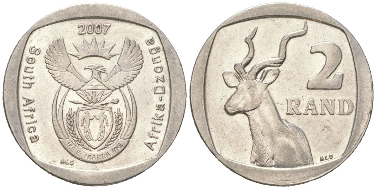 ЮАР 2 ранда 2007 KM 345 медь плакированная медно-никелем 4364-2335