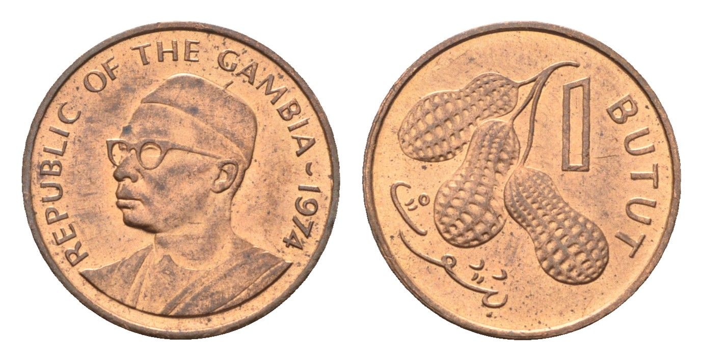 Гамбия 1 бутут 1974 KM 8 бронза UNC 4668-555