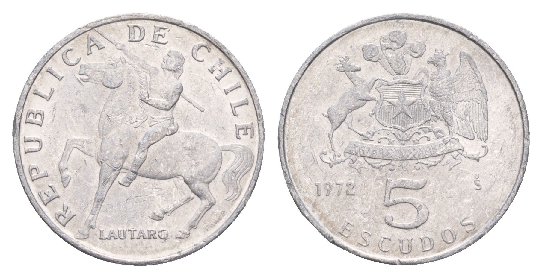 Чили 5 эскудо 1972 KM 199a алюминий 4654-641