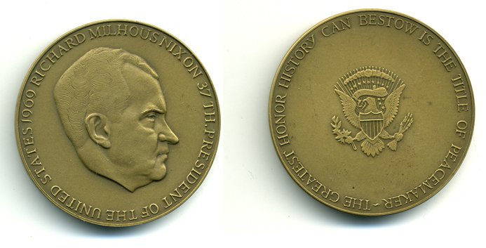 США медаль ND президент Никсон, 45,1 мм, 48,0 гр бронза UNC 1079-3-21