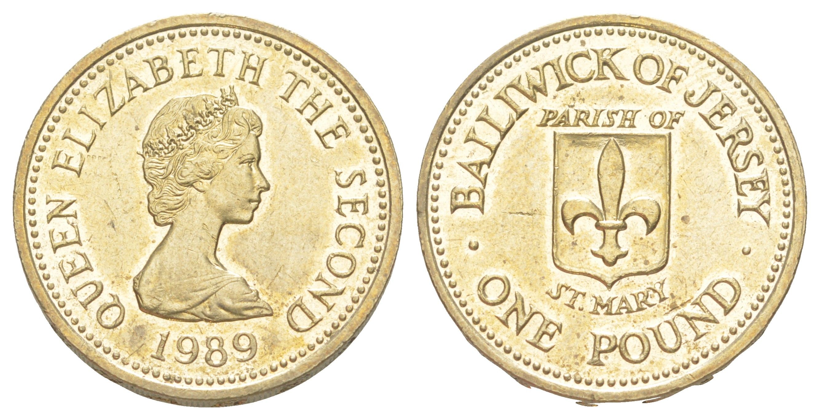 Джерси 1 фунт 1989 Приходы Джерси - Сент-Мэри, тираж 10.000 экземпляров KM 75 никель латунь BU 1530-1011