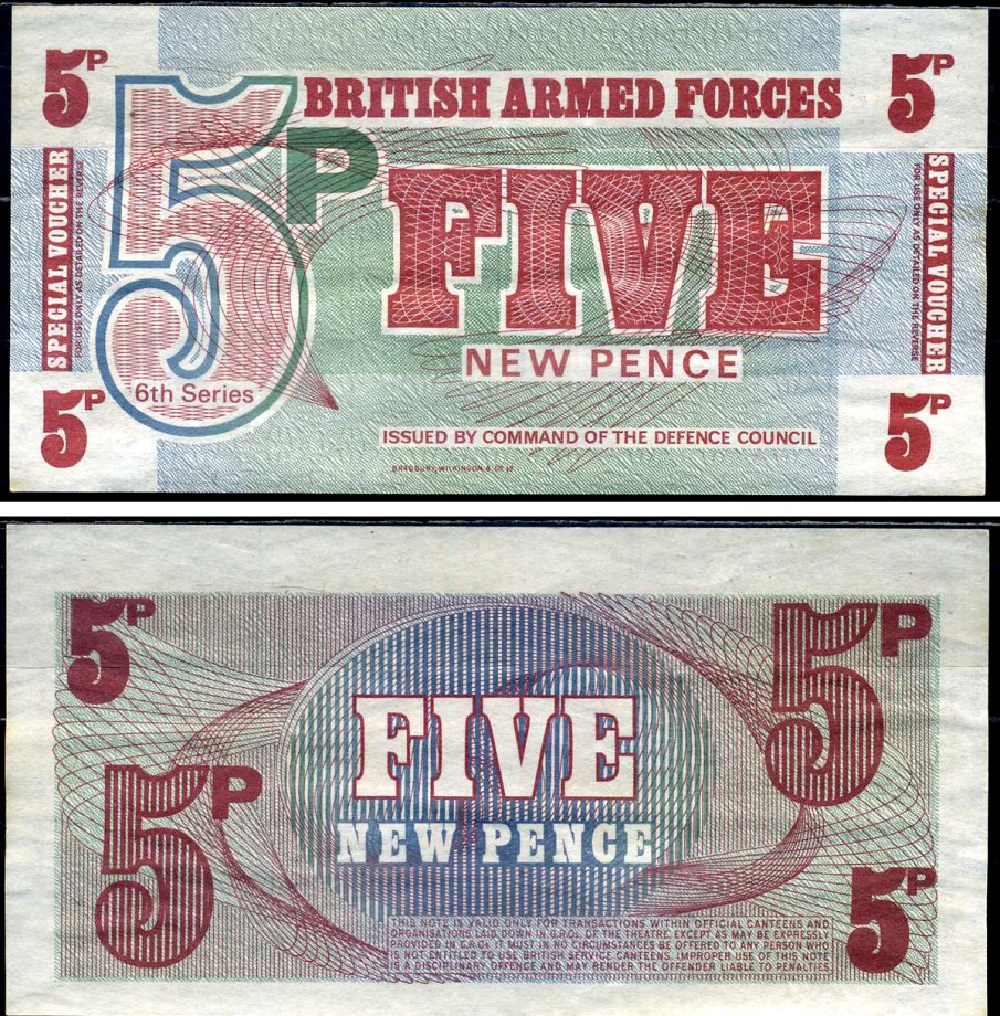 Великобритания 5 новых пенсов ND (1972) Pick M47 бумага 7221-55-1-2