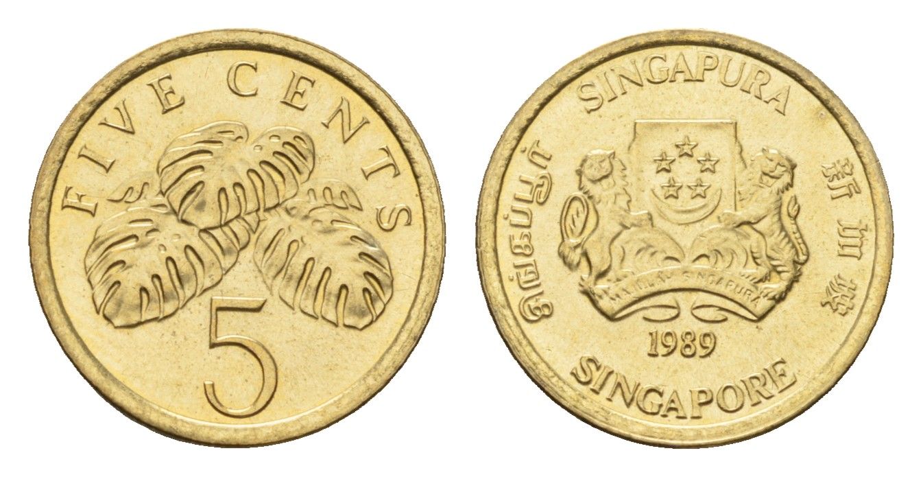 Сингапур 5 центов 1989 KM 50 алюминиевая бронза UNC 188-1159