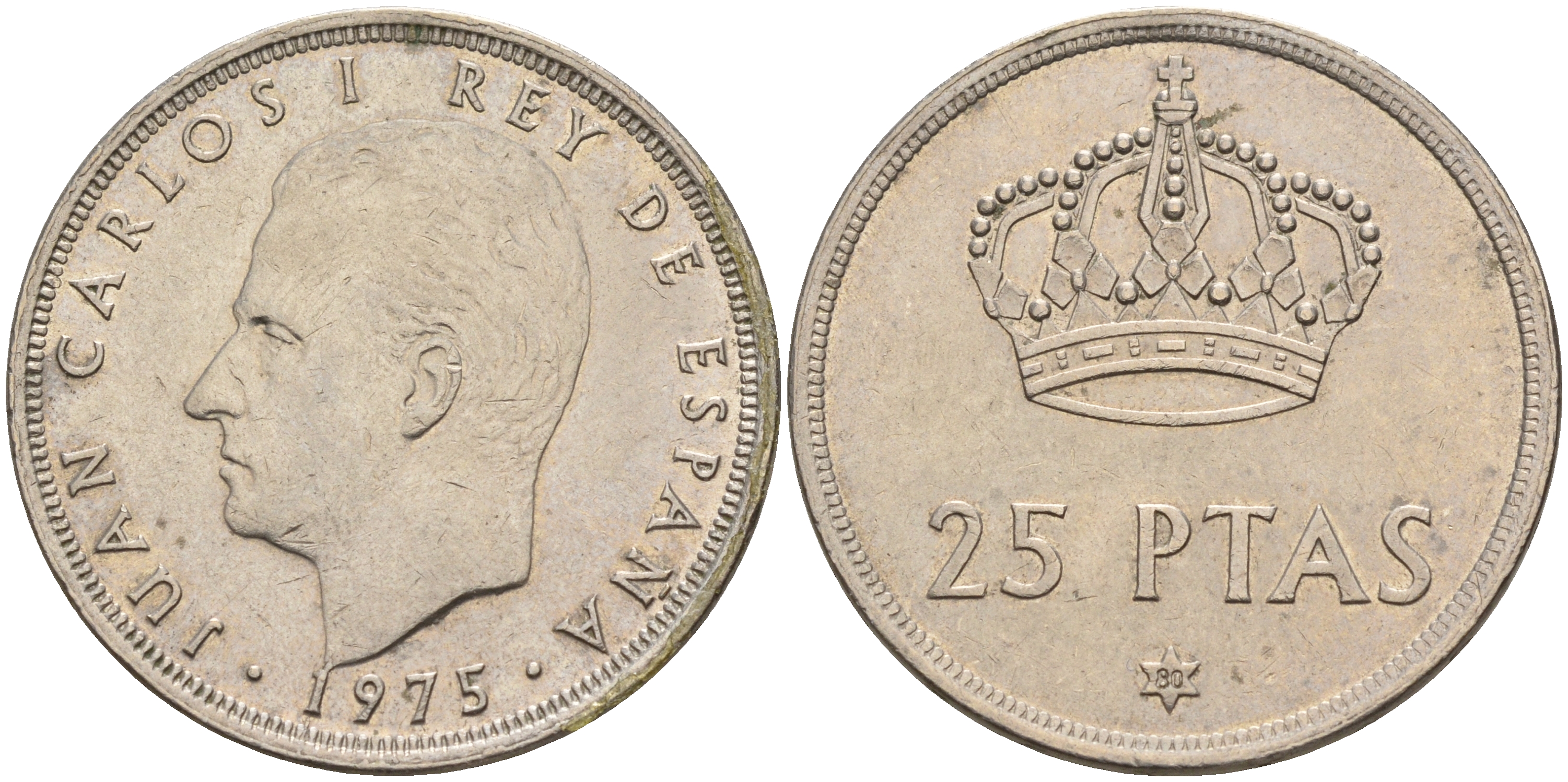 Испания 25 песет 1975 (80) Хуан Карлос I (1975-2014) KM 808 медно-никель    4144-226