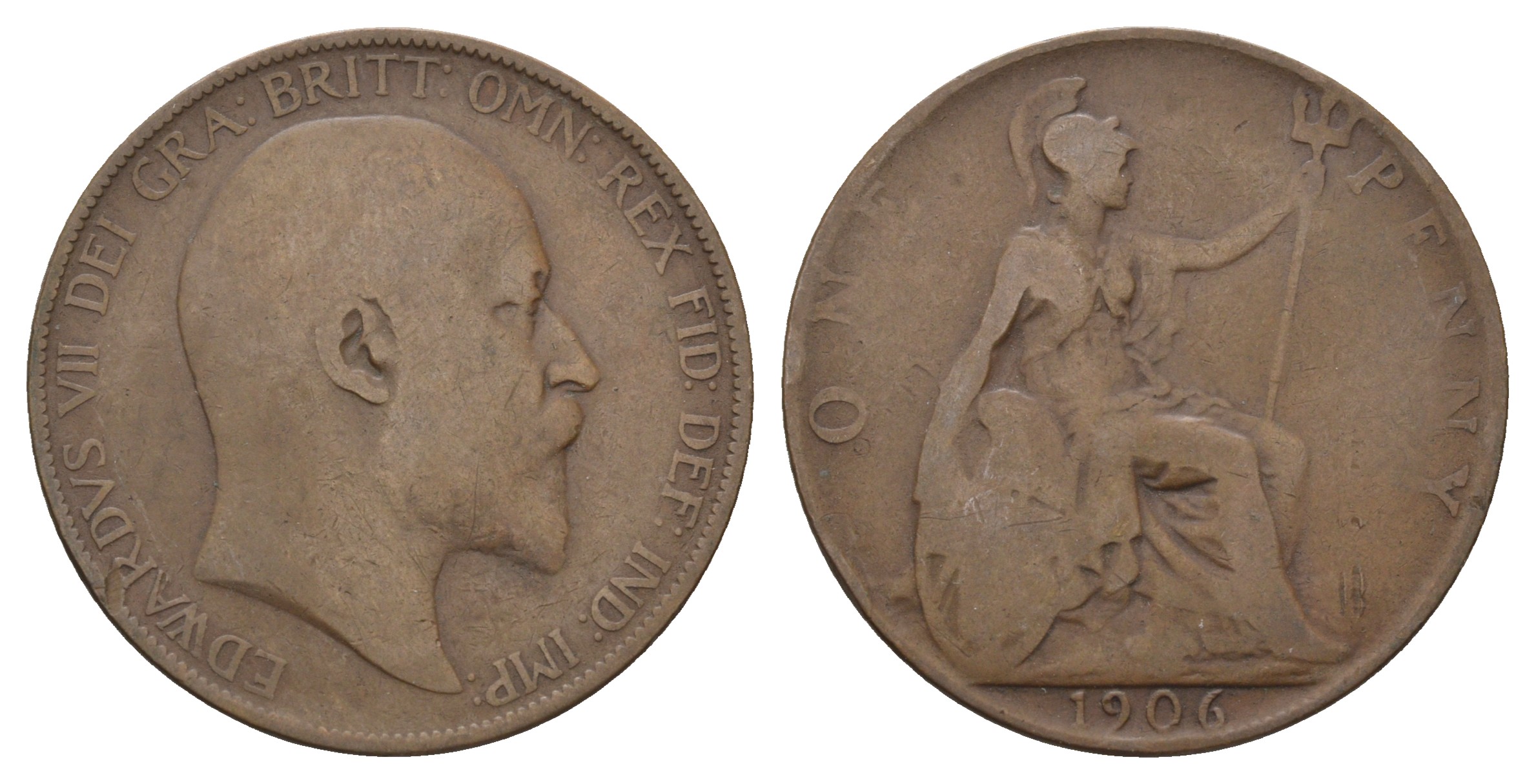 Великобритания 1 пенни 1906 Эдуард VII (1901-1910) KM 794.2, Spink 3990 бронза 4680-813