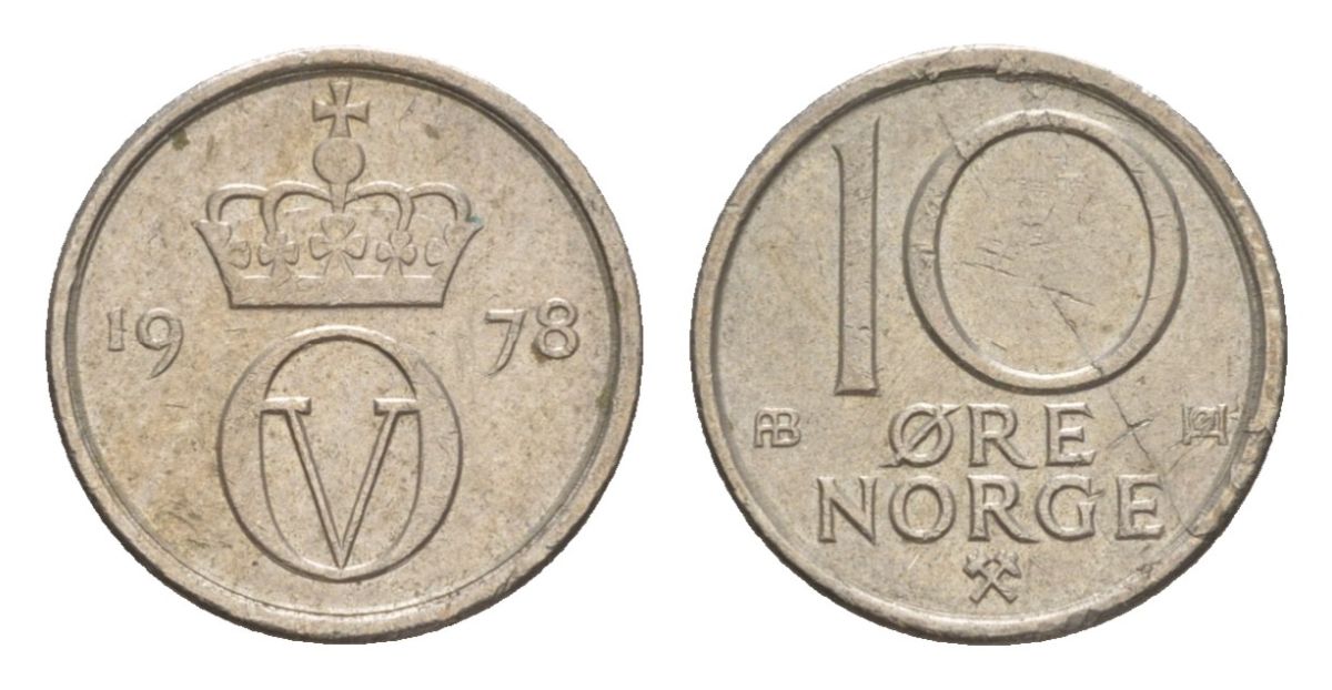 Норвегия 10 эре 1978 Улаф V (1957-1991) KM 416 медно-никель 4632-1163