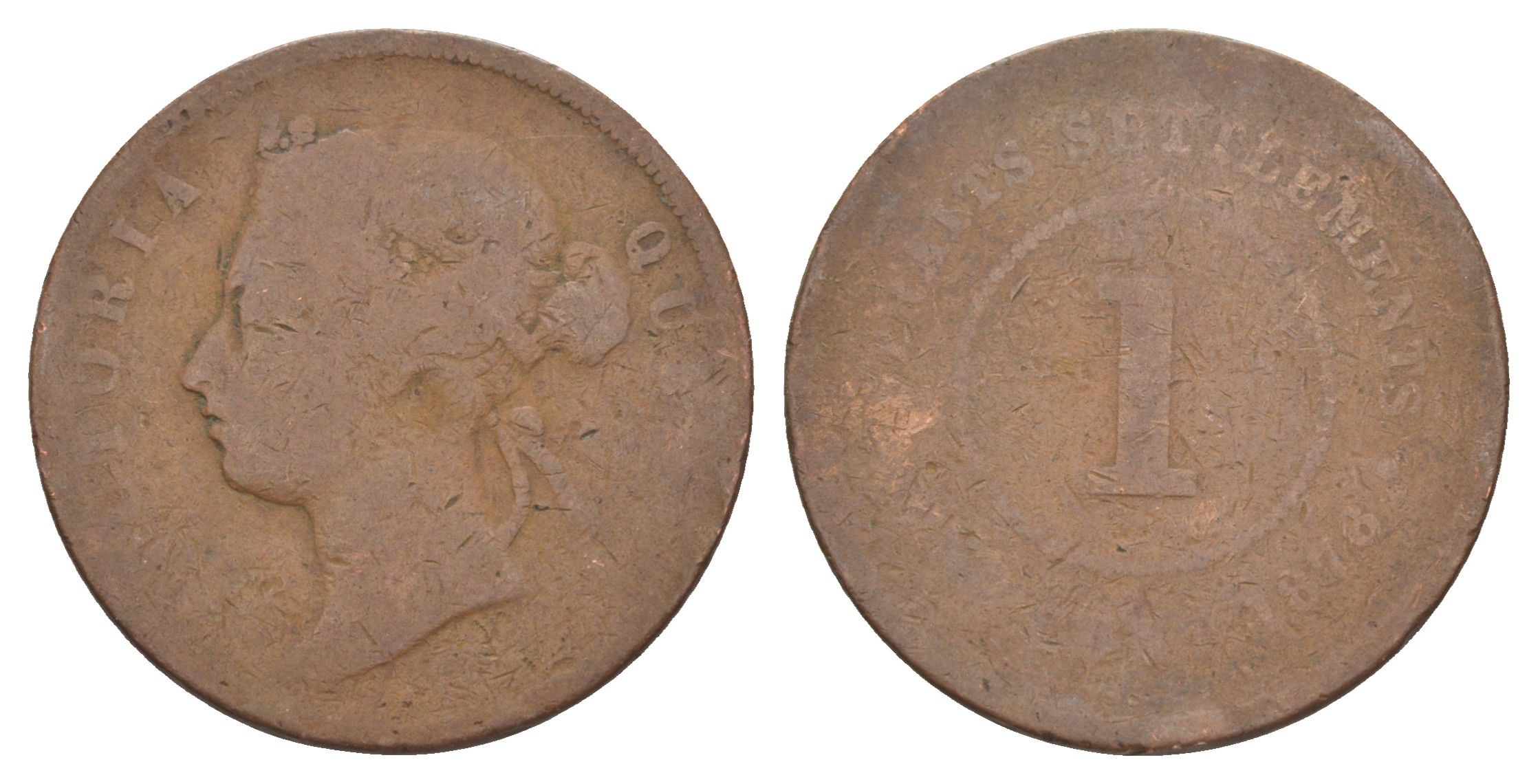 Стрейтс Сетлментс 1 цент 1876 Виктория (1837-1901) KM 9 медь 4642-413