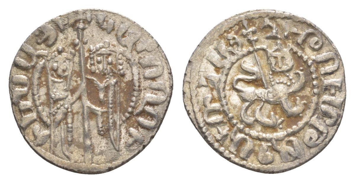 Киликийская Армения трам 1226-1271 Хетум I и царица Забель, держат крест/лев с патриаршим крестом  серебро    1516-341